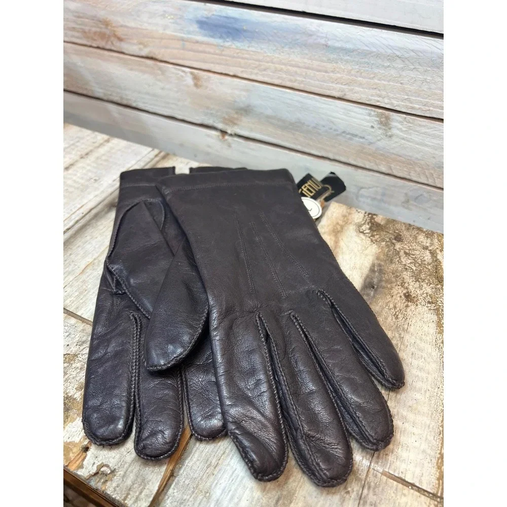 Vintage Kaufmanns Leather Gloves‎ Brown Genuine Leather Lined NOS Size L